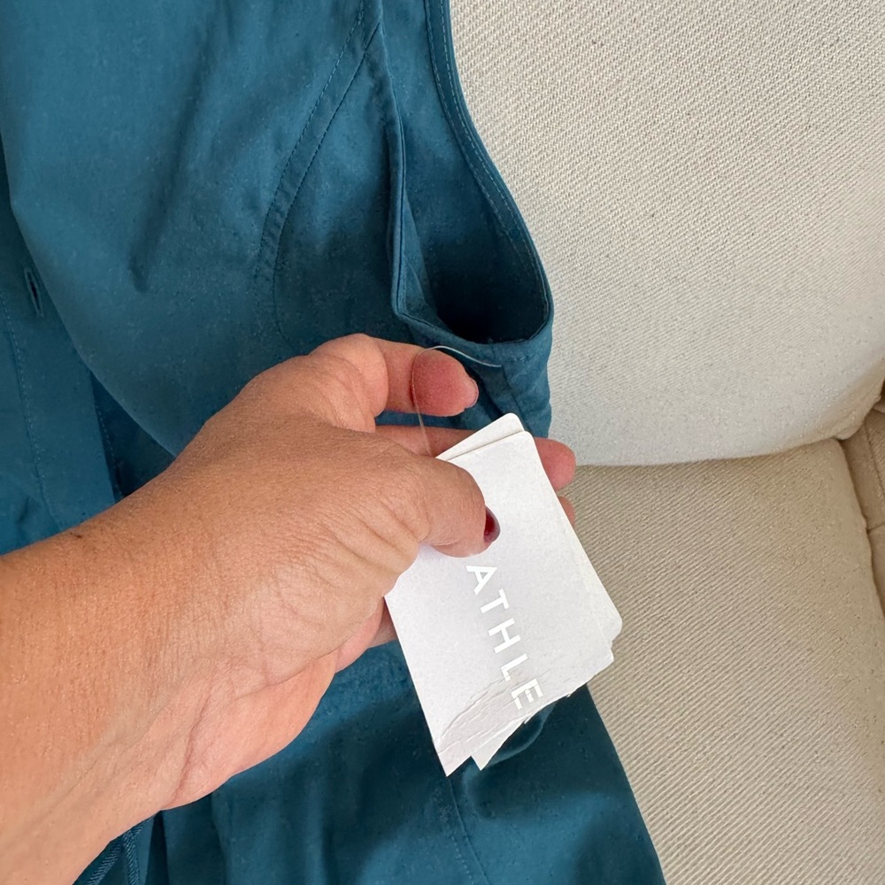 Athleta Teal Blue Collared Button-Front Shirt gre… - image 4